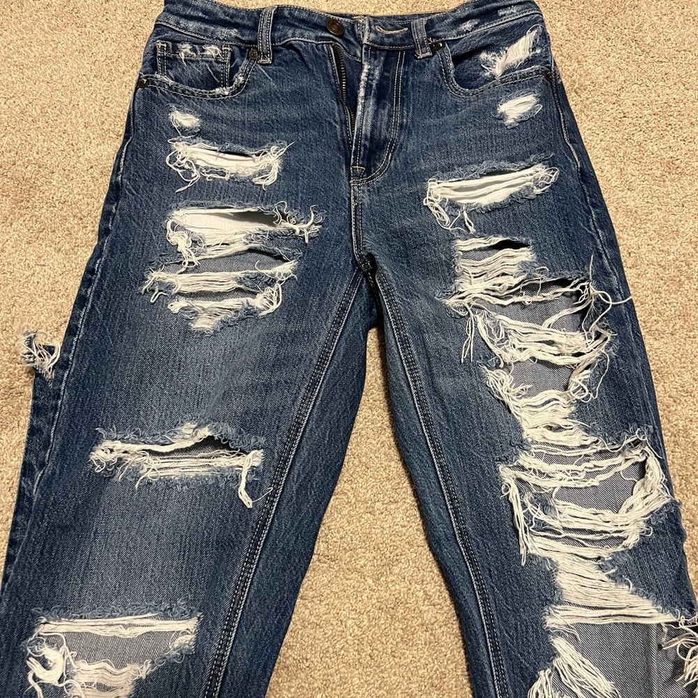 Size 00 Distressed American Eagle “Mom” Jeans
